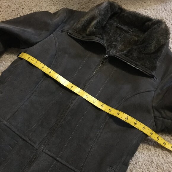 Y2K Danier Leather Suede Faux Fur Lined Ladies Moto Jacket - Picture 12 of 16